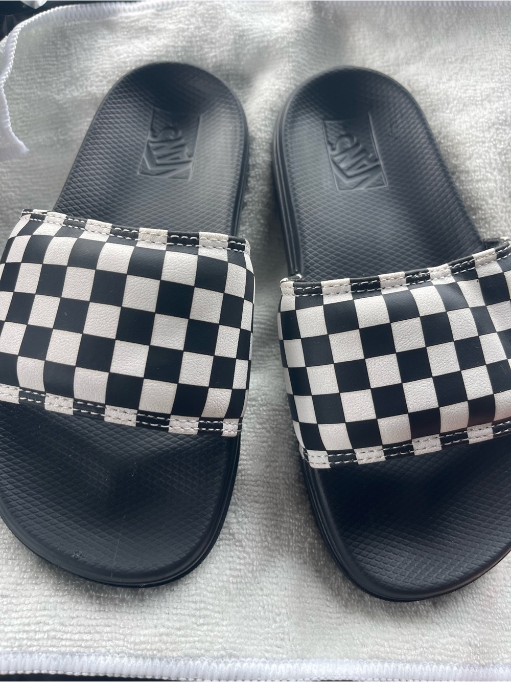 Vans Black & White Checkerboard Slide Sandals